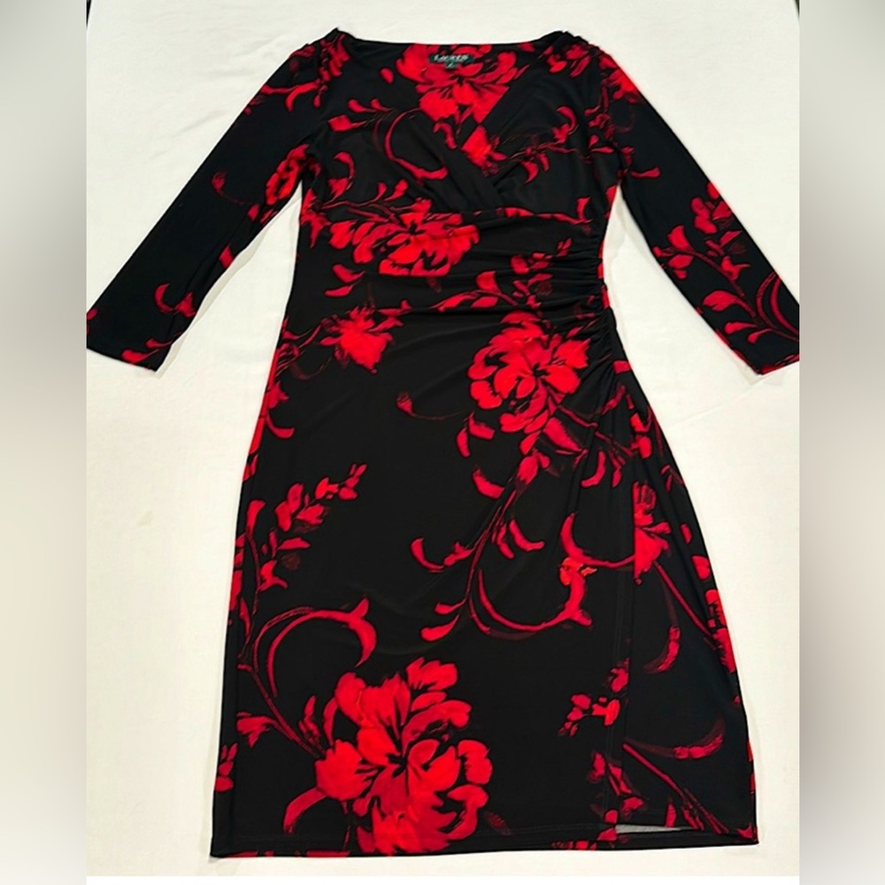 Ralph Lauren Black and Red Floral Dress